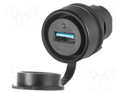 USB 3.0 A/A socket; 22mm; IP20,IP66 (from the front); 46; black