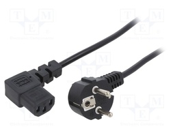 Cable; 3x0.75mm2; CEE 7/7 (E/F) plug angled,IEC C13 female 90°