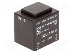 Transformer: encapsulated; 3.2VA; 230VAC; 15V; 213mA; Mounting: PCB
