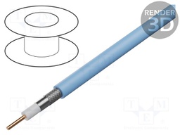 Wire: coaxial; RG6; 1x18AWG; wire; Cu; PVC; light blue; 305m; CPR: Eca