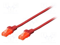 Patch cord; U/UTP; 5e; stranded; CCA; PVC; red; 10m; 26AWG