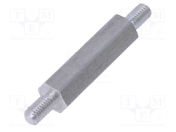 Screwed spacer sleeve; 20mm; Ext.thread: M3; hexagonal; aluminium