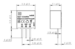 Converter: DC/DC; 2.5W; Uin: 8÷36VDC; Uout: -5VDC; Iout: 500mA; PCB