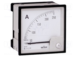 Ammeter; analogue; on panel; I AC: 0÷250A; Class: 1,5; 50÷60Hz; 220g