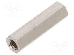 Screwed spacer sleeve; Int.thread: M3; 19mm; hexagonal; brass