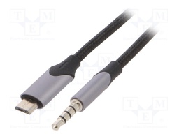 Cable; Jack 3.5mm plug,USB B micro plug; 1.5m; black