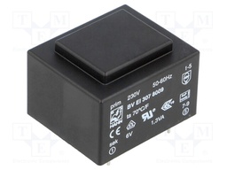 Transformer: encapsulated; 1.3VA; 230VAC; 6V; 216mA; Mounting: PCB