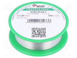 Soldering wire; Sn99,3Cu0,7; 1mm; 100g; lead free; Package: reel