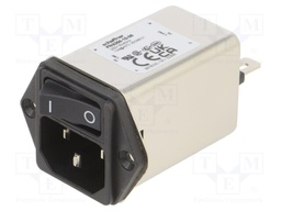 Filtered IEC Power Entry Module, IEC C14, General Purpose, 10 A, 250 VAC, 2-Pole Switch