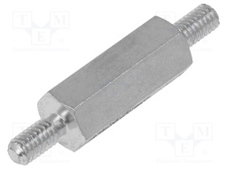 Screwed spacer sleeve; 20mm; Ext.thread: M4; hexagonal; steel