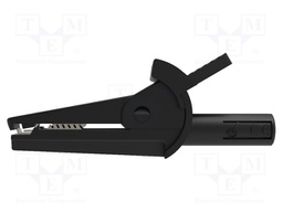 Crocodile clip; 10A; black; Grip capac: max.8mm; 600V; 15mΩ