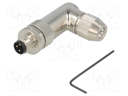 Connector: M8; male; PIN: 3; angled 90°; shielded; for cable; plug