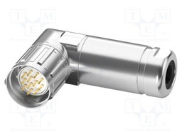 Connector: M23; plug; PIN: 12; soldering; angled; IP67; 8A; 74V; metal