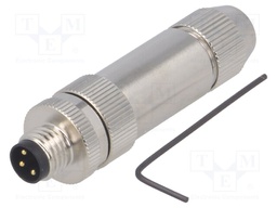 Connector: M8; male; PIN: 3; straight; shielded; for cable; plug