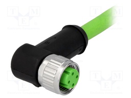 Plug; M12; PIN: 4; female; D code-Ethernet; 10m; Insulation: TPU