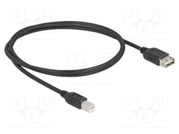 Cable; USB 2.0; USB A double sided socket,USB B plug; 1m; black