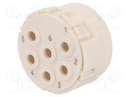Connector: M23; PIN: 6; male; crimped; w/o contacts; 300V; 20A