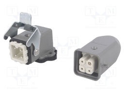 Connector: HDC; male + female; S-A; PIN: 4; 3+PE; size 3A; angled