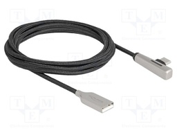 Cable; USB 2.0; USB A plug,USB C plug 90° left/right; 2m; black