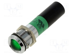 Indicator: LED; green; 230VAC; Ø14mm; metal,plastic