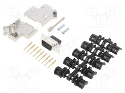 D-Sub; PIN: 9; plug; male; crimped; for cable; black