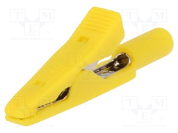 Crocodile clip; 15A; 60VDC; yellow; Grip capac: max.4mm