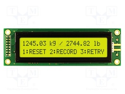 Display: LCD; 24x2; yellow-green; 116x37mm; LED; 5V