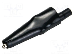 Crocodile clip; 10A; black; Grip capac: max.7.9mm; Insulation: PVC