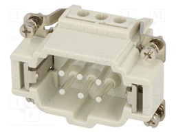 Connector: HDC; contact insert; male; S-E; PIN: 6; 6+PE; size 6B