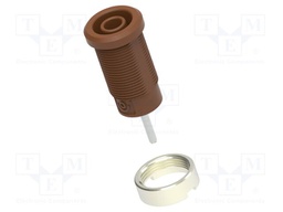 Connector: 4mm banana; socket; brown; nickel plated; insulated
