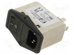 Filtered IEC Power Entry Module, Industrial, IEC C14, General Purpose, 4 A, 230 VAC, 2-Pole Switch