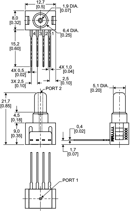 Sensor: pressure; Range: ±5psi; gage; Output conf: analogue
