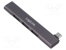 Hub USB; USB A socket x4,USB C plug; USB 2.0,USB 3.2; PnP; grey