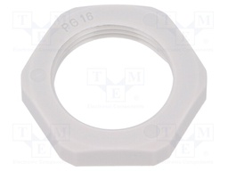 Nut; PG16; polyamide; UL94V-0; D: 6mm; Spanner: 30mm; grey; -40÷100°C