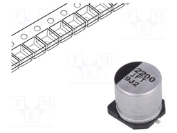 Capacitor: electrolytic; low impedance; 2200uF; 6.3VDC; Case: G