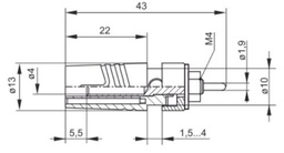 Connector: 4mm banana; socket; 24A; 1kV; yellow; gold-plated; 43mm