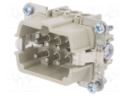 Connector: HDC; male; PIN: 6; size 6; Pitch: 44x27mm; contact insert