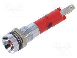 Indicator: LED; recessed; red; 24VDC; Ø8mm; connectors 2,8x0,8mm