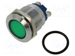 Indicator: LED; flat; 24VDC; 24VAC; Cutout: Ø19mm; screw; brass