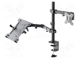 LCD/LED holder; black; with laptop arm; 8kg; 75x75mm,100x100mm