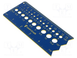 Size gauge; drill bits,screws; blue