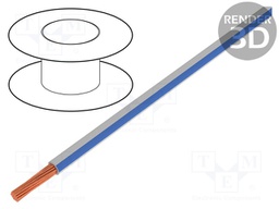 Wire; H07V2-K; stranded; Cu; 1.5mm2; 16AWG; PVC; white-blue; Class: 5