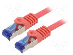 Patch cord; S/FTP; 6a; stranded; Cu; LSZH; red; 3m; 26AWG; -20÷75°C