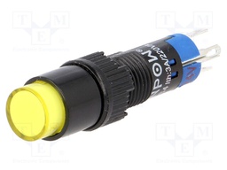 Switch: push-button; Pos: 2; SPDT; 0.5A/250VAC; 1A/24VDC; yellow