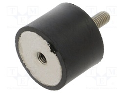 Vibration damper; M8; Ø: 40mm; rubber; L: 30mm; Thread len: 23mm