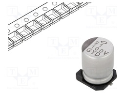 CAP, 100UF, 35V, ALU ELEC, HYBRID, SMD