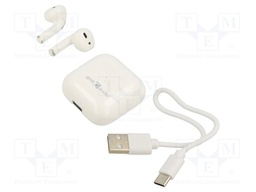 Bluetooth headphones with microphone; white; USB C; 20Hz÷20kHz