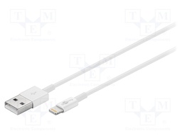 Cable; USB 2.0; USB A plug,Apple Lightning plug; 3m; white