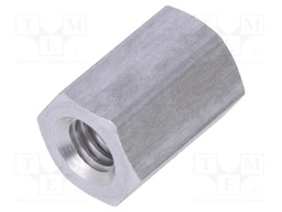 Screwed spacer sleeve; Int.thread: M4; 10mm; hexagonal; aluminium
