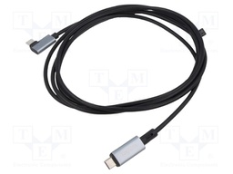 Cable; angular,USB 2.0; USB C plug,both sides; 2m; black; 480Mbps